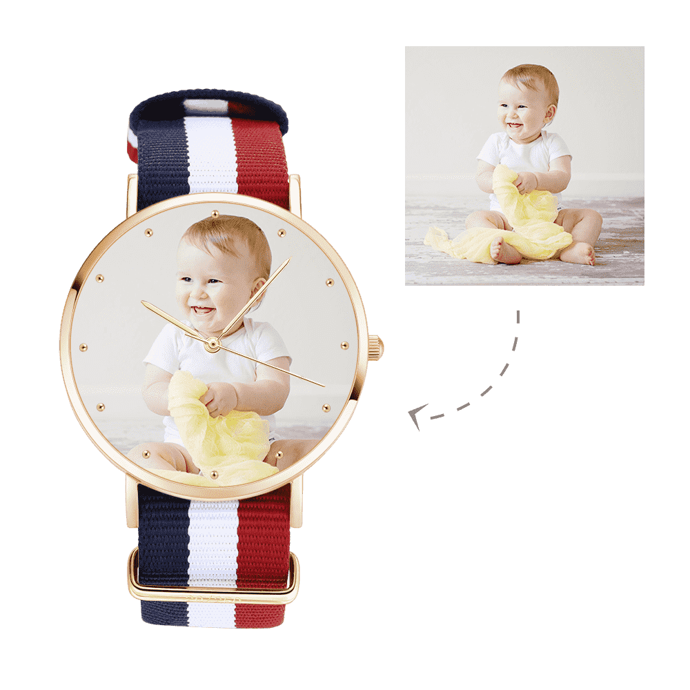 Women's Engraved Photo Watch Color Nylon Strap 36mm