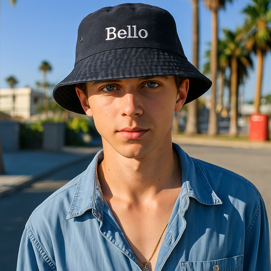 Personalized Denim Bucket Hat Custom Name Embroidery Design Gift for Friends